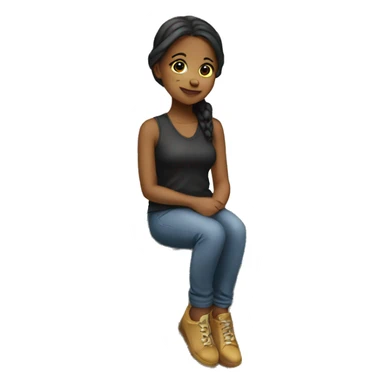 girl sits on flying money sticker