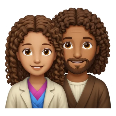 Jesus y una niña morena y crespa  sticker