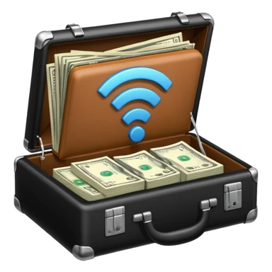 open wifi money filled briefcase sticker