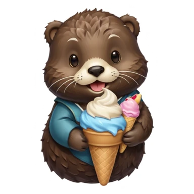 Sea otter with an ice cream cone  sticker