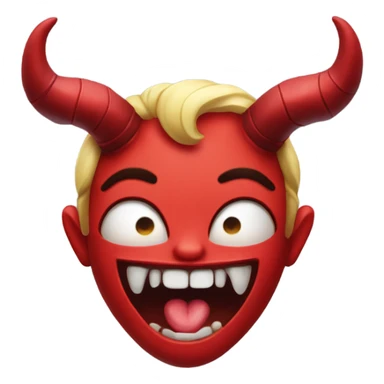 Bite lip with heart eyes and devil horns that are red  sticker