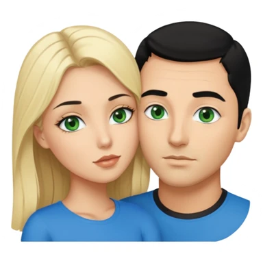 Man with blue eyes black Hair licking blonde Woman Green eyes naked breast  sticker