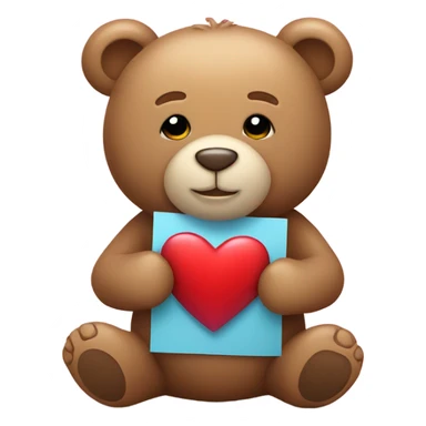 Teddy bear holding a love heart sticker
