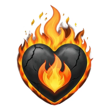 Black heart on fire sticker