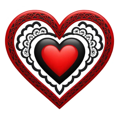 red and black heart with white lace, more black than red sticker