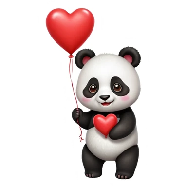 panda holding heart shaped red balloon sticker