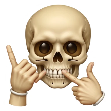 skull making a 'shh' gesture, finger to mouth sticker