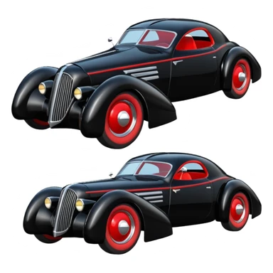  the animated series Harley Quinn aerodynamic futuristic Batmobile loosely based on 1936 cord 812 (flat long straight faceted mechanical body) stealthy town hot rod  sticker