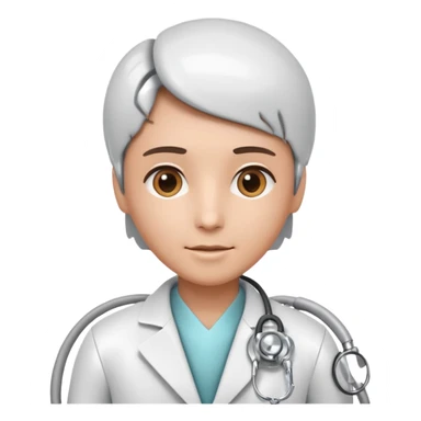 medical robot wearing a white coat and a stethoscope sticker