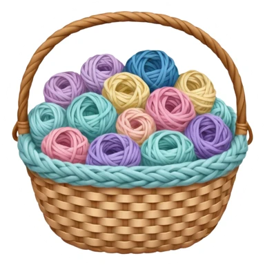 A white basket overflowing with soft pastel yarns sticker