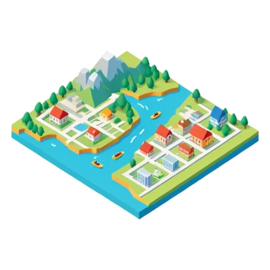 map isometric flat sticker