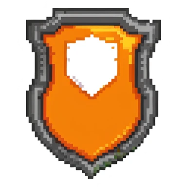 HTML5 logo in pixel art style with classic orange shield and white details sticker
