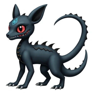 Vintage Dull Dark Gloomy Gothic Duskull-Salandit-Umbreon-Fakémon-hybrid-creature (full body)  sticker