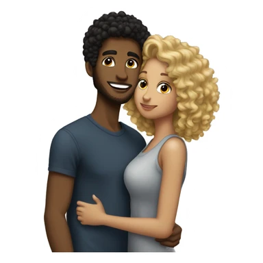  black curly hair boyfriend kissing her curly blond girlfriend on cheek sticker