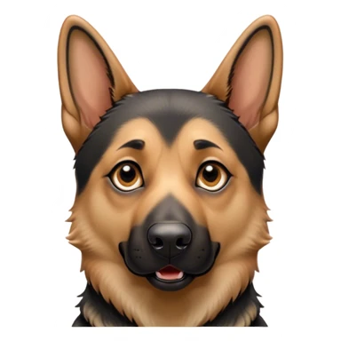 Cinematic Comical Tan/Black German Shepherd Portrait Emoji, Head tilted dramatically with an exaggeratedly shocked or offended expression, showcasing a robust tan coat with striking black markings, wide, expressive brown eyes filled with exaggerated disbelief, Simplified yet hilariously expressive features, highly detailed, glowing with a slightly sassy glow, high shine, dramatic yet playful, stylized with an air of attitude, bright and endearing, soft glowing outline, capturing the essence of a sassy and over-the-top guardian, so meme-worthy it feels like it could side-eye its way into internet fame instantly! sticker