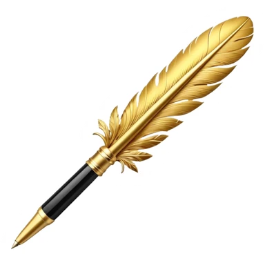3D perspective Premium golden feather pen sticker