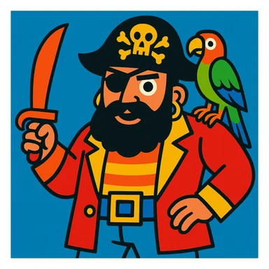 pirate with eye patch and parrot sticker