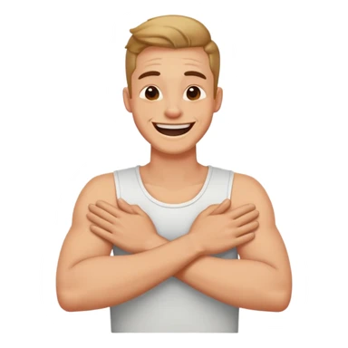 laughing with arms crossed hands on neck guy sticker