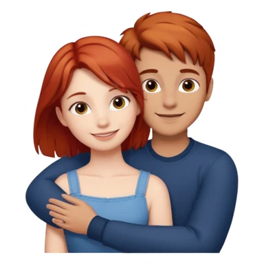 Red haired girl with brown hair boy romance sticker