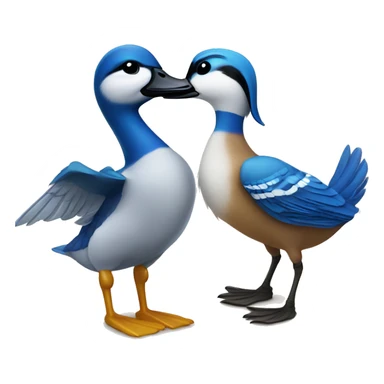 A duck and blue jay in love sticker