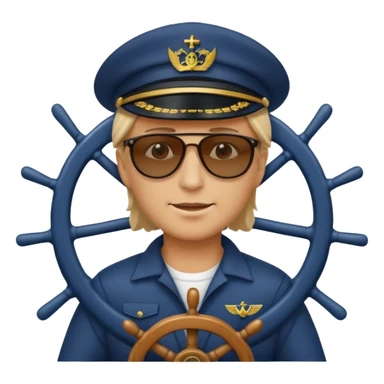 person at sailing boat wheel, sticker