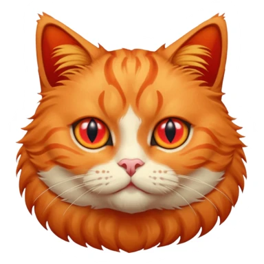 orange puffy cat with red eyes sticker