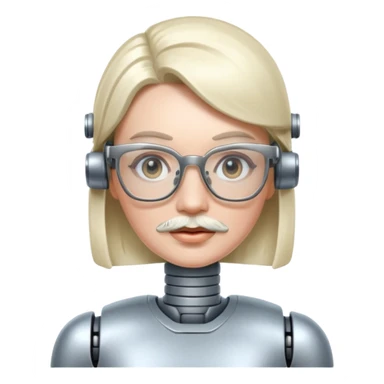 robotic woman with glasses mustache  sticker