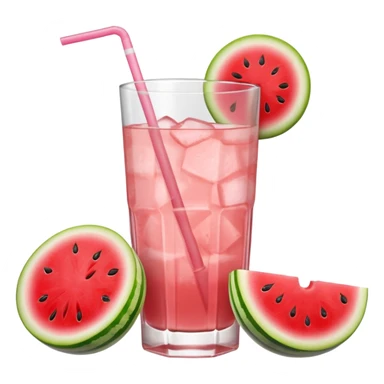 very light pink lemonade in glass with chunk of watermelon on rim no straw sticker