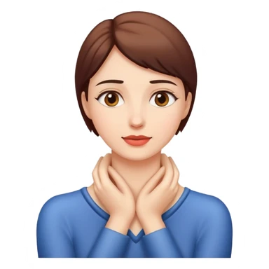 Woman putting her hands on her neck sticker