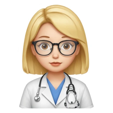 chick animal with glasses, wearing doctor uniform sticker
