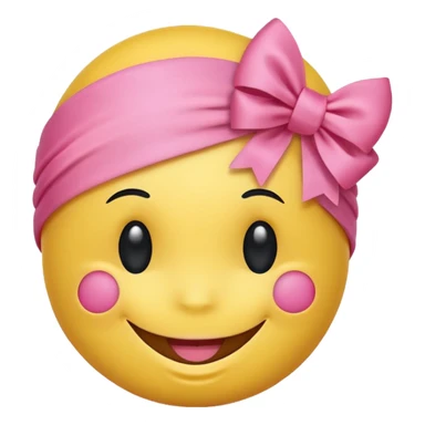 A smiley getting shy and a pookie ribben on his head sticker