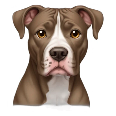 Pitbull and lacy dog mix, pronounced brindle color, whiteish pale chest and small amount of white above the nose and i between eyes, 65 pounds, full flappy ears sticker