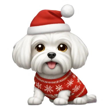 Maltese dog in Christmas sweater  sticker