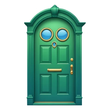 A simple green door emoji in the style of Apple emoji with a handle, a window, and a knocker and a different color. sticker