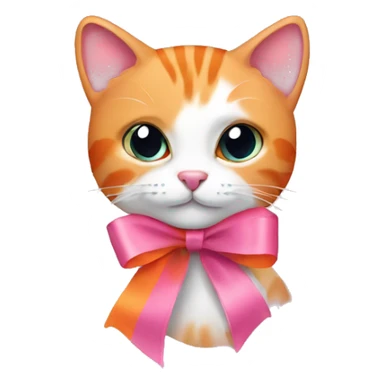 Pink ribbon with orange cat sticker