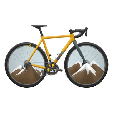 A gravel bike with a mountain in the back in the shape of a graph sticker