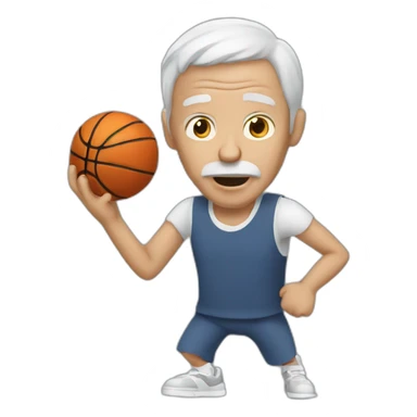 old man shooting basketball sticker
