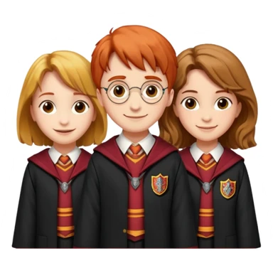 harry potter, ronald weasley and hermione granger in gryfinndor uniform sticker