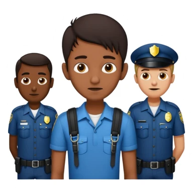 Make a dirty Indian with a short Afro that is curly hair getting arrested. Make the Indian skinny too. Give him a it support outfit not a police uniform sticker