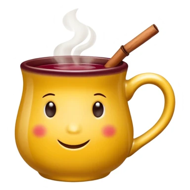 a yellow mug with steaming mulled wine without face

 sticker