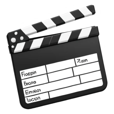extremely minimalist movie clapper, just two rectangles with a single diagonal line, black and white only sticker