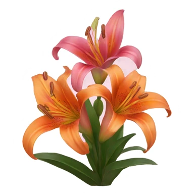 pink and orange lilies  sticker