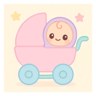 a troller with a baby, kawaii style sticker