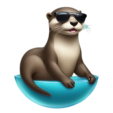 Laid back otter with sunglasses chilling with martini sticker