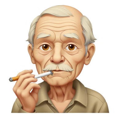 An old man smoking a cigarette sticker