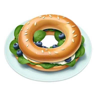 Pear spinach salad with half a blueberry bagel sticker