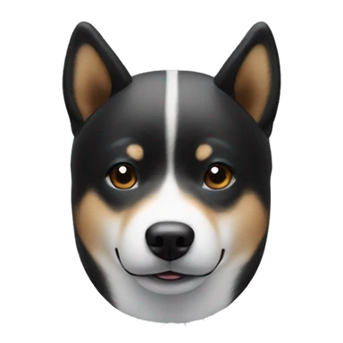 black shiba inu with silver airpods max on head sticker