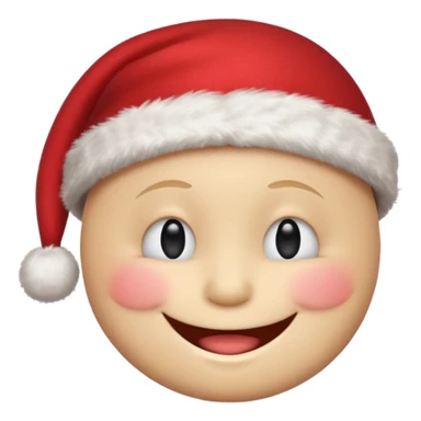 Smiley face smiles with closed eyes in a red Christmas hat sticker