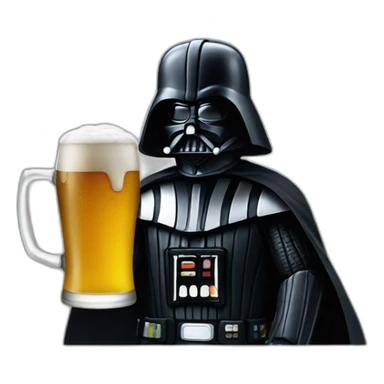 dark vader with a beer sticker