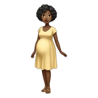 One full body black pregnant lady with very short blackish brownish 4c hair mid 20’s in summer dress sticker